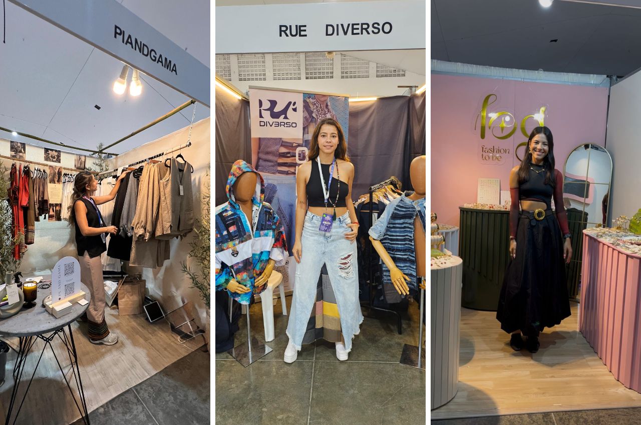 Dos Graduadas y una estudiante de Diseño de Modas en la Feria Empresarial 2025