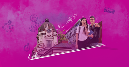 Estudiantes de administración de empresas en cúpula