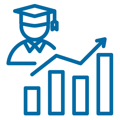 Icono graduado con nuevas metas para su crecimiento profesional