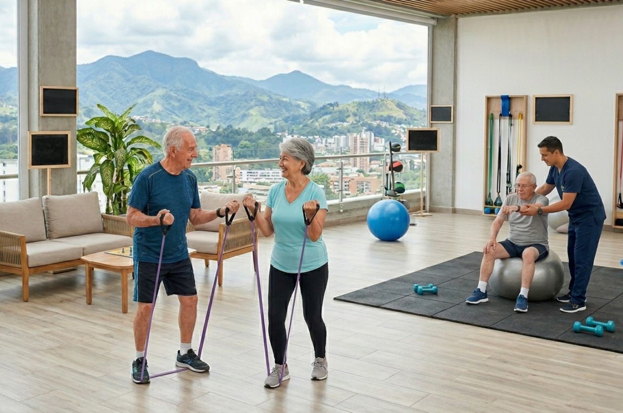 Personas en una sesión de fisioterapia