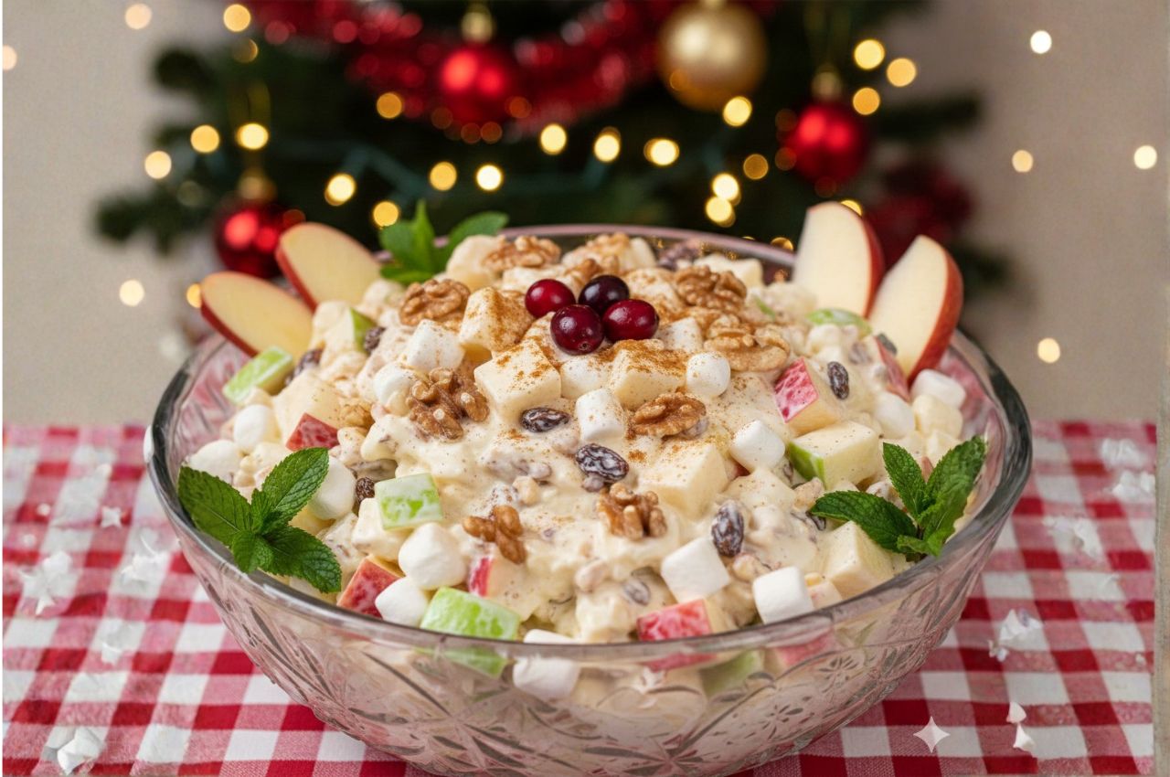 Ensalada navideña cremosa de manzana