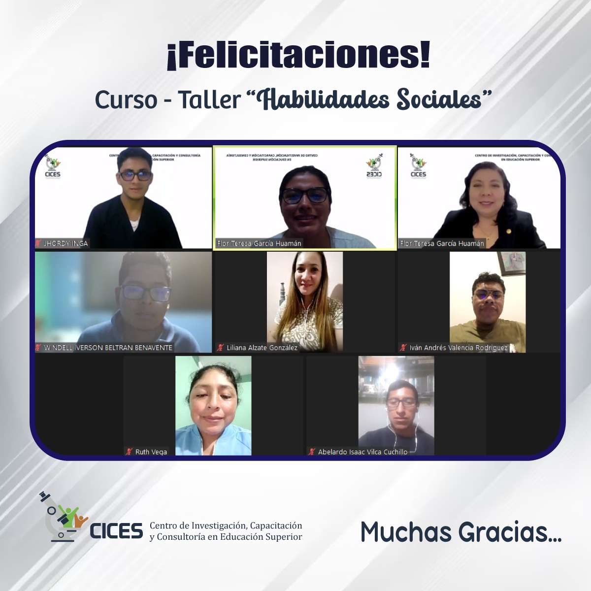 Iván junto a sus otros compañeros del curso en Habilidades Sociales.