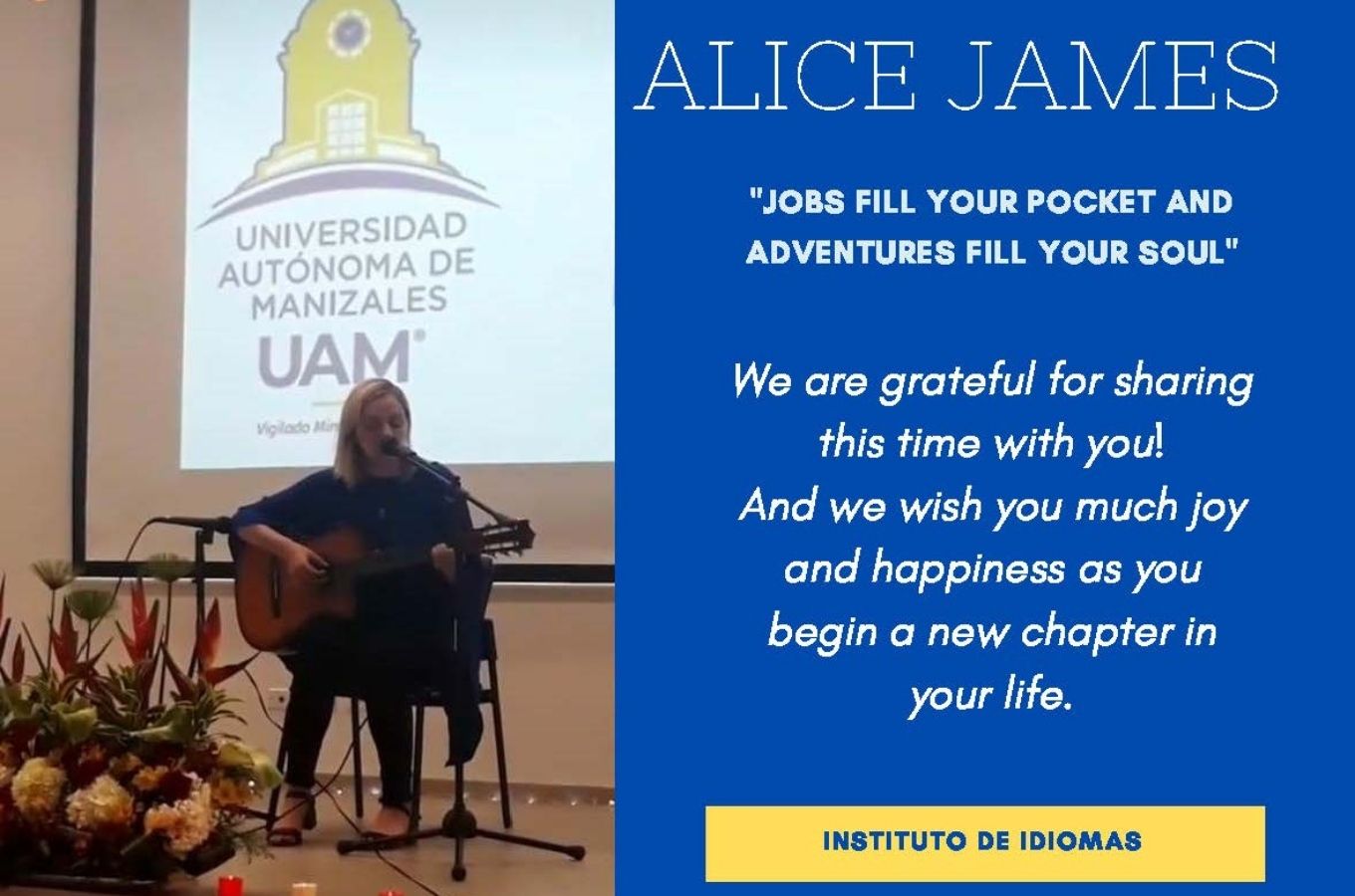 trabajo de Alice James, asistente británica del Instituto de Idiomas