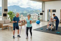 Personas en una sesión de fisioterapia