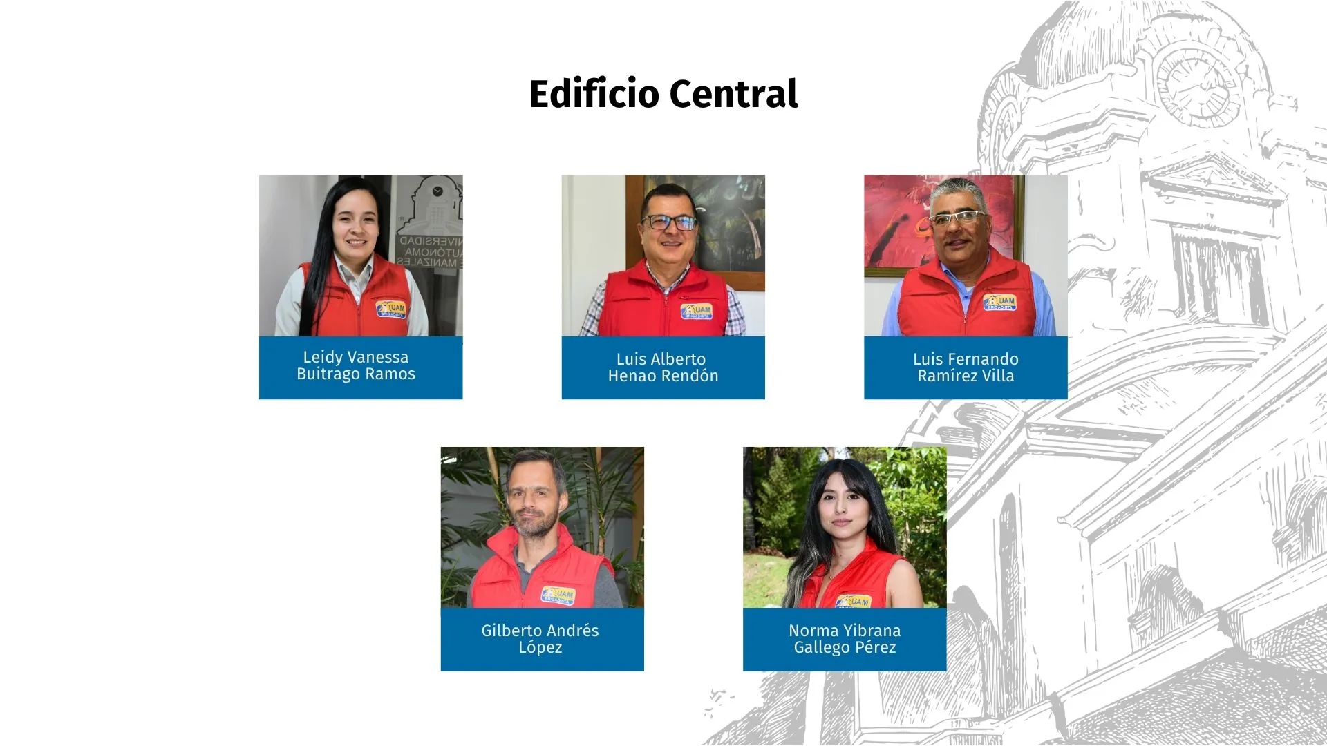 Personas que pertenecen a la brigada UAM del Edificio Central