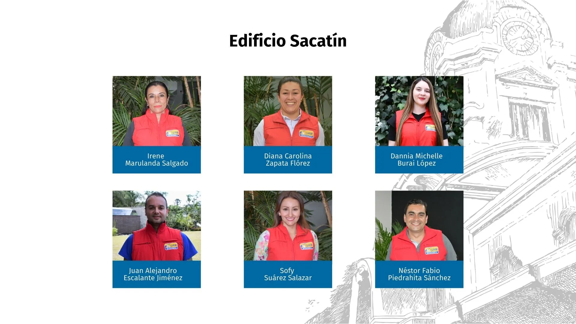 Personas que pertenecen a la brigada UAM del Edificio Sacatin